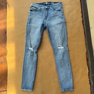 7 For All Mankind Size 27 Women’s Ankle Gwenevere Jeans Ripped Knee Mid Rise Y2K